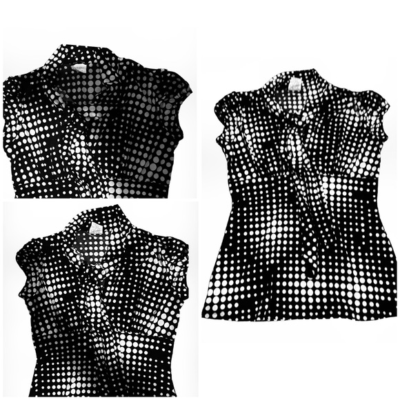 Maurices Super Cute Fitted Black & White Polka Dot Blouse w/Tie Neck! SZ S - Picture 1 of 5